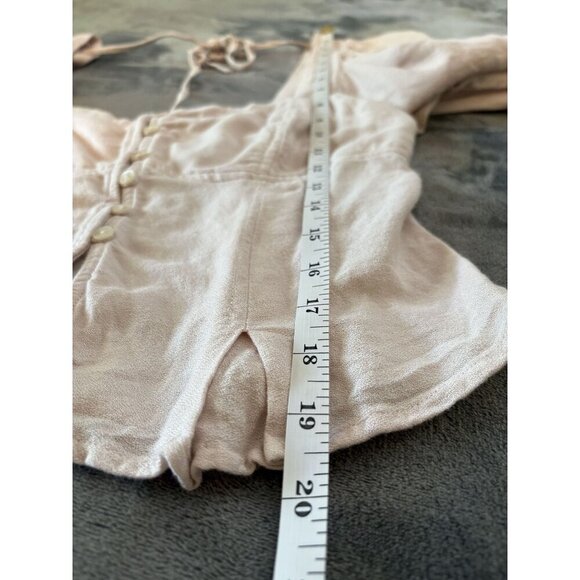Free People Women's Sunrise Monaco Peasant Top S Blush Pink Boho Cropped - Picture 10 of 10